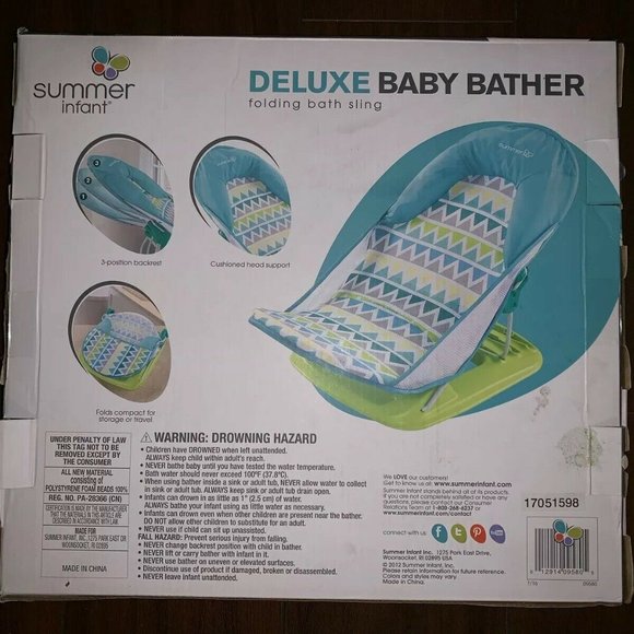 Summer Infant (9580) Deluxe Baby Bather - Blue + ( 2 BONUS Baby Item ) - Picture 2 of 2